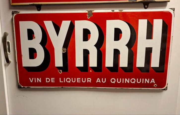 Emaille Reclame bord BYRRH KINALIKEURWIJN Café Bar Horeca, Antiek en Kunst, Antiek | Emaille, Ophalen
