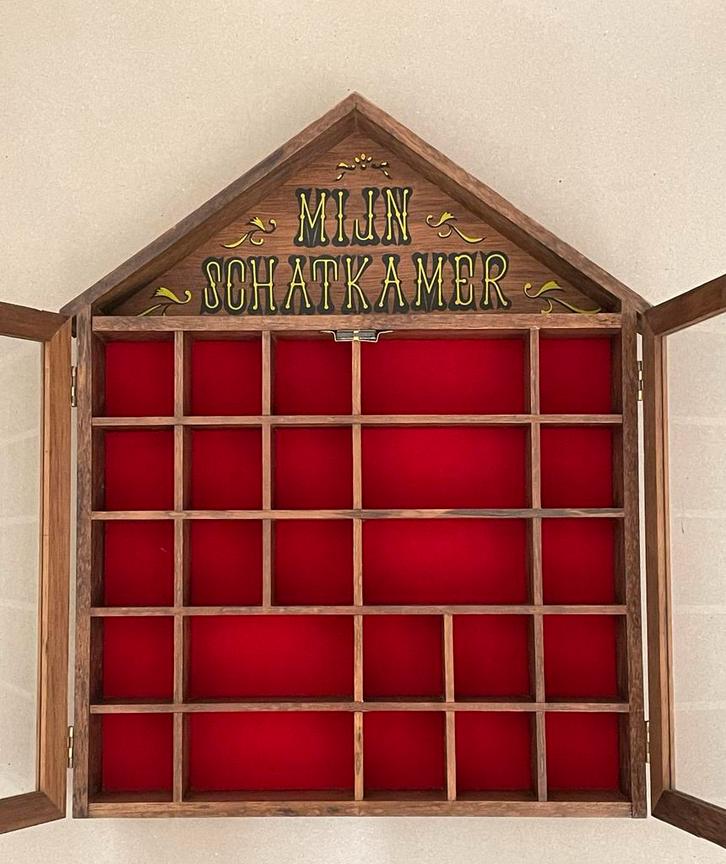 Vintage Antiek Vitrine-kastje 'Mijn Schatkamer' Miniaturen, Huis en Inrichting, Kasten | Vitrinekasten, Zo goed als nieuw, Minder dan 100 cm