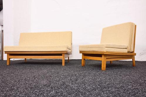 Vintage lounge set, beukenhout & bouclé, 1966, mid-century, Huis en Inrichting, Banken | Sofa's en Chaises Longues, Zo goed als nieuw