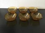 6 vereco dessert schaaltjes. Amber kleur., Huis en Inrichting, Keuken | Servies, Ophalen of Verzenden, Overige stijlen, Glas, Schaal of Schalen