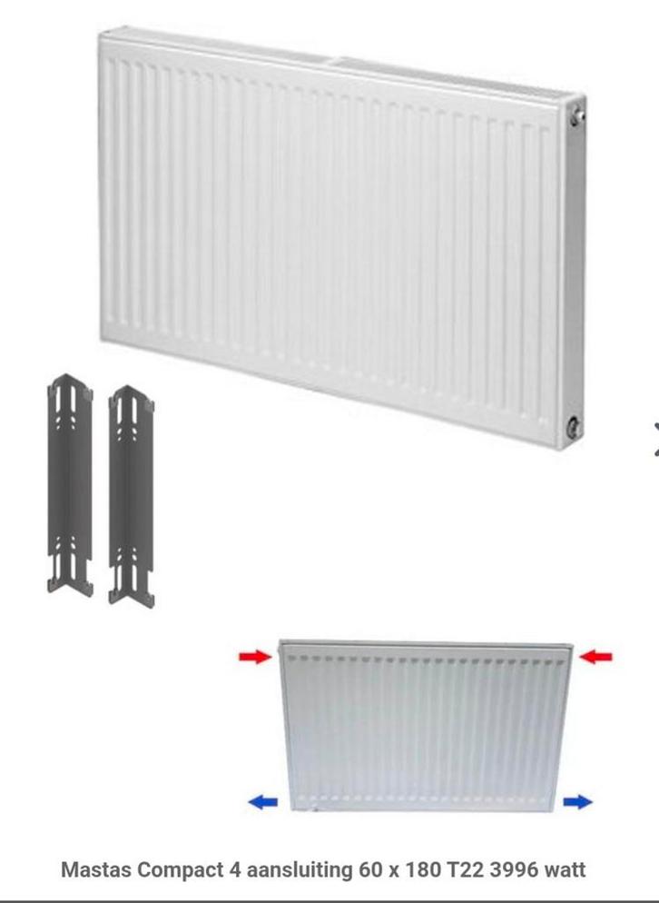 Radiator Compact 60 x 180 T22 4 aansluitingen 3996 watt, Doe-het-zelf en Verbouw, Verwarming en Radiatoren, Zo goed als nieuw