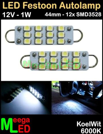 LED Festoon lamp 44mm 12x SMD3528 1,2W Wit 6000K - 2st. beschikbaar voor biedingen