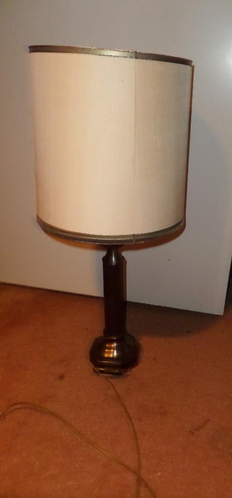 Vintage tafellamp - Kullmann - Messing / Textiel - H: 82cm, Huis en Inrichting, Lampen | Tafellampen, Ophalen, Zo goed als nieuw
