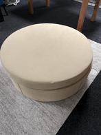 Ronde poef 120 cm zandkleur stof, Ophalen, Rond, 100 tot 125 cm, Zo goed als nieuw