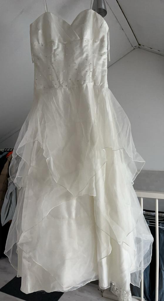 Witte Trouwjurk met Tule Rok, Kleding | Dames, Trouwkleding en Trouwaccessoires, Zo goed als nieuw, Trouwjurk, Wit, Ophalen of Verzenden