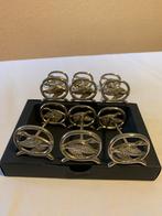 6 Verzilverde Messenleggers met Eendendecor, Antiek en Kunst, Ophalen of Verzenden, Zilver