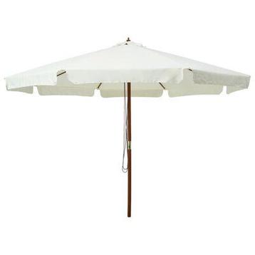 Parasol met houten paal 330 cm zandwit gratis bezorgd