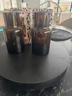 2 vaasjes tijgerprint en zwarte plateau, Huis en Inrichting, Woonaccessoires | Kandelaars en Kaarsen, Overige materialen, Bruin