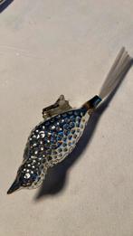 Vintage antieke kerstbal, vogeltje groot deukjes zilver, Diversen, Kerst, Ophalen of Verzenden, Zo goed als nieuw