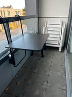 Balkon hangtafel met twee tuinstoelen, Tuin en Terras, Ophalen, Zo goed als nieuw, Rechthoekig, Kunststof