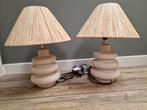 2 Schemerlampen met Rieten Kap, Huis en Inrichting, Gebruikt, Stof, Ophalen of Verzenden, Modern