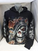 Zwart vest, skull vleermuizen, printvest, Ophalen of Verzenden, Nieuw, Overige maten, Zwart