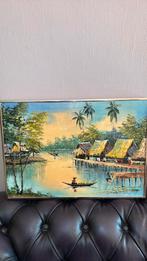 Leuk vintage schilderij Aziatische voorstelling gesigneerd, Antiek en Kunst, Kunst | Niet-Westerse kunst, Ophalen of Verzenden