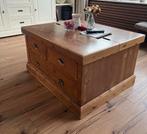 Degelijke en geleefde grenen salontafel, Minder dan 50 cm, Grenenhout, Gebruikt, Rechthoekig