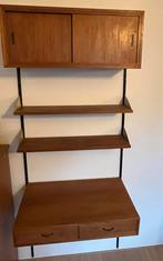 Mid-century modulair wandkast teak fineer jaren 60, Ophalen, Gebruikt, Teakhout, Minder dan 150 cm