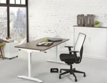 SlingerBureau 160x80cm Noten Blad - Witte poten beschikbaar voor biedingen