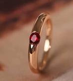 Elegante 18K gooud verguld ring met rode zirkoon, Sieraden, Tassen en Uiterlijk, Ringen, 18 tot 19, IJzer of Staal, Nieuw, Ophalen of Verzenden