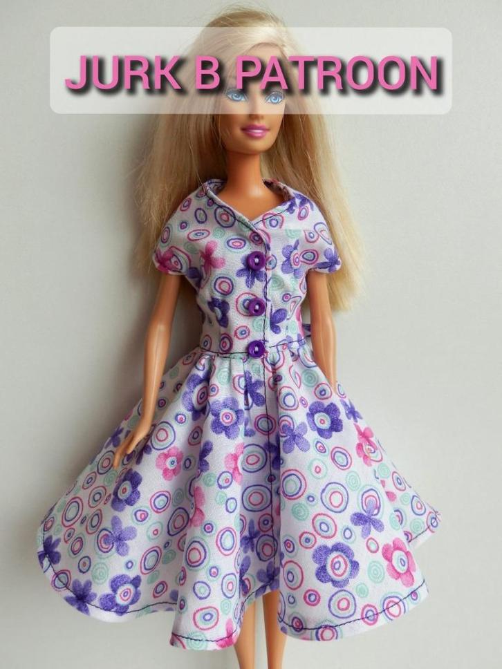 Naaipatroon Barbiekleertjes - jurk B + stofjes, Kinderen en Baby's, Speelgoed | Poppen, Nieuw, Barbie, Ophalen