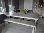 Landelijke eettafel met bank, Huis en Inrichting, Tafels | Eettafels, Gebruikt, 200 cm of meer, Landelijk, Vijf personen of meer