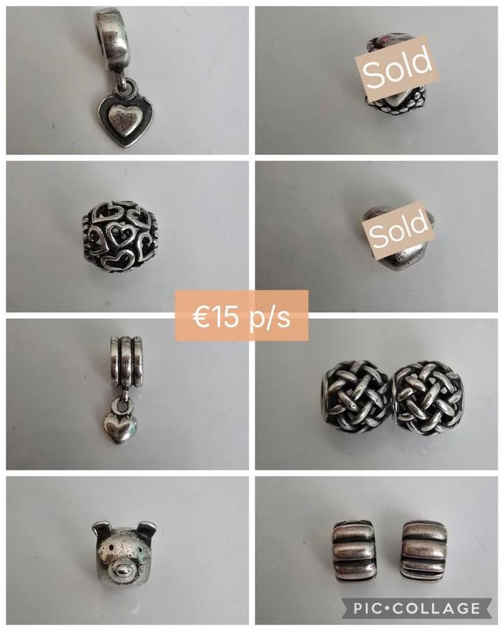 Prachtige originele zilveren Pandora bedels/clips, Sieraden, Tassen en Uiterlijk, Bedels, Zo goed als nieuw, Pandora, Zilver, Ophalen of Verzenden