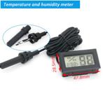 Digitale LCD Thermometer Hygrometer met Kabel + Sensor Zwart, Ophalen of Verzenden, Nieuw