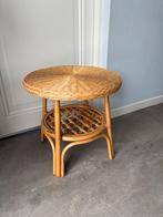 Vintage Rotan Bijzettafeltje, Huis en Inrichting, Tafels | Bijzettafels, Overige materialen, Minder dan 55 cm, Gebruikt, Rond