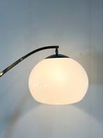 Vintage Arc booglamp Sölken Leuchten ‘70, Huis en Inrichting, Lampen | Vloerlampen, Ophalen of Verzenden, Zo goed als nieuw, Vintage retro buisframe design rotan webbing papercordp