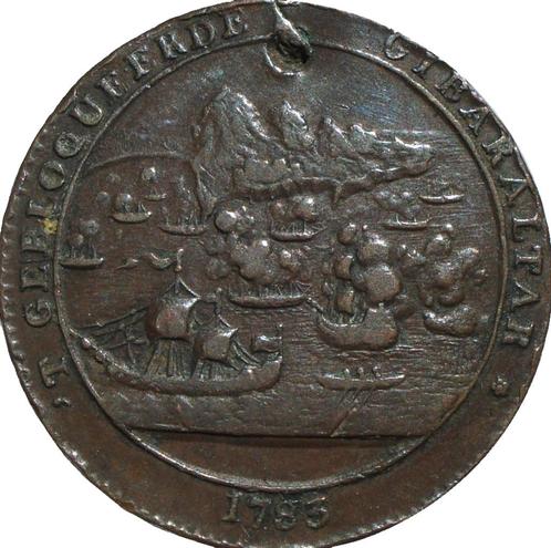 Verenigd Koninkrijk penning blokkade Gibraltar 1783, Postzegels en Munten, Penningen en Medailles, Brons, Buitenland, Ophalen of Verzenden