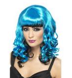 Blauwe pruik., Kleding | Dames, Carnavalskleding en Feestkleding, Ophalen of Verzenden, Zo goed als nieuw, Carnaval, Accessoires