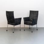 2x Montis Chaplin stoelen Antraciet leder rvs/dop, Huis en Inrichting, Stoelen, Niet ingevuld, Niet ingevuld, Leer, Ophalen of Verzenden