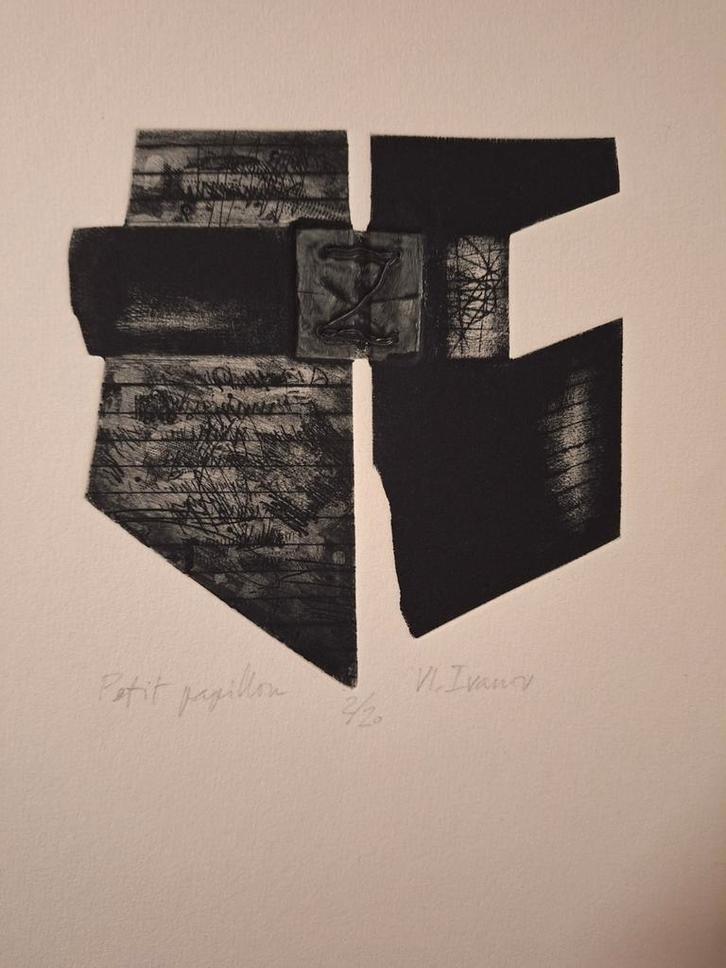 Abstracte ets van Vl. Ivanov - Petit Papillon, Antiek en Kunst, Kunst | Etsen en Gravures, Ophalen of Verzenden