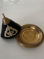 Klein schaaltje met deksel, tajine model, messing/stof, Ophalen