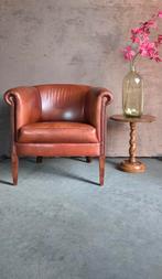 bruin leer camel club fauteuil clubfauteuil, Ophalen, Gebruikt, 75 tot 100 cm, Leer