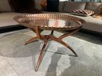 Antieke Marokkaanse salontafel met Koperen Blad, Gebruikt, Metaal of Aluminium, Rond, Ophalen