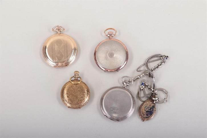 Lot van 4 zakhorloges., Antiek en Kunst, Antiek | Klokken, Ophalen of Verzenden