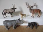 Schleich dieren o.a. edelhert, neushoorn, oryx, Ophalen of Verzenden, Gebruikt, Overige soorten, Beeldje of Figuurtje