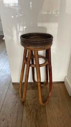 Vintage planten tafeltje bamboe, Huis en Inrichting, Tafels | Bijzettafels, 45 tot 60 cm, Minder dan 55 cm, Rond, Ophalen of Verzenden
