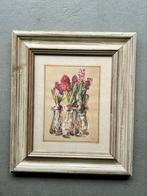 Bloemen prent ingelijst, Ophalen, Zo goed als nieuw, Minder dan 50 cm, Schilderij