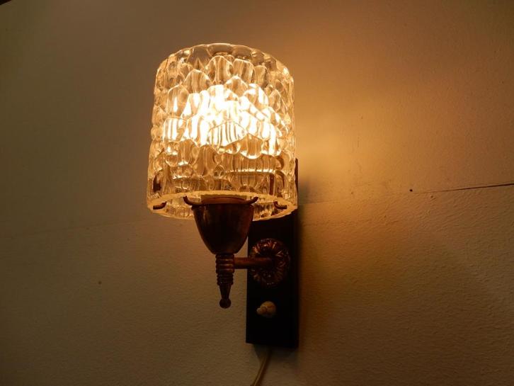 vintage Wandlamp lamp jaren 60 hollywood regency mid century, Huis en Inrichting, Lampen | Wandlampen, Gebruikt, Glas, Metaal