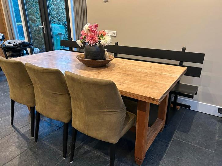 Landelijke Eikenhouten eettafel, Huis en Inrichting, Tafels | Eettafels, Gebruikt, 50 tot 100 cm, 150 tot 200 cm, Vijf personen of meer