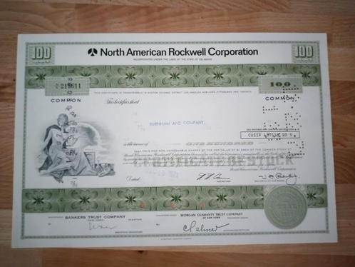 Waardepapier North American Rockwell Corp., Postzegels en Munten, Aandelen en Waardepapieren, Aandeel, 1950 tot 1970, Ophalen of Verzenden