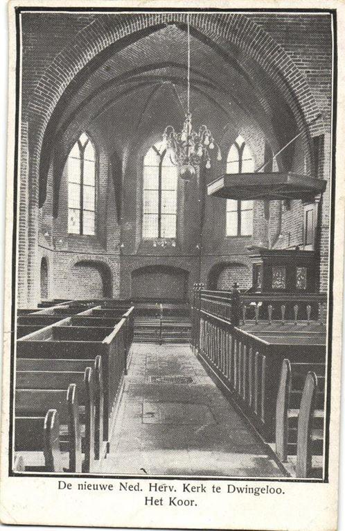 De nieuwe Ned. Herv. Kerk te Dwingeloo. Het Koor. - 1947 gel, Verzamelen, Ansichtkaarten | Nederland, Gelopen, Overijssel, 1940 tot 1960