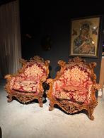 Set van 2 Barokfauteuils  Eyecatcher, Huis en Inrichting, Fauteuils, Gebruikt, 75 tot 100 cm, Stof, Barok  Klassiek