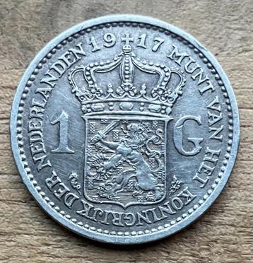 1 gulden 1917 Wilhelmina beschikbaar voor biedingen