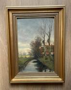 Schilderij op paneel, goudkleurige lijst, gesigneerd, Ophalen of Verzenden