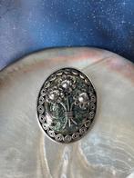🔷Grote zilveren broche met parelmoer, abalone, Sieraden, Tassen en Uiterlijk, Antieke sieraden, Ophalen of Verzenden, Zilver
