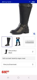 Nieuw laarzen voor brede kuiten, Hoge laarzen, Litchi, Zwart, Nieuw