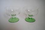 Geslepen olijf 2x dessert glas sorbet amuse coupe groen, Ophalen of Verzenden