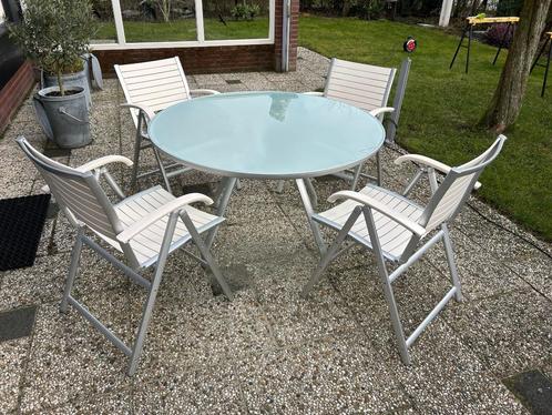 Garpa Tuintafel Tuinmeubel Tuin Tafel Newport Tuinset, Tuin en Terras, Tuinsets en Loungesets, Gebruikt, Tuinset, Aluminium, 4 zitplaatsen
