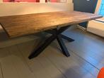 Houten tafel met stalen onderstel, Ophalen, Gebruikt, 200 cm of meer, 50 tot 100 cm